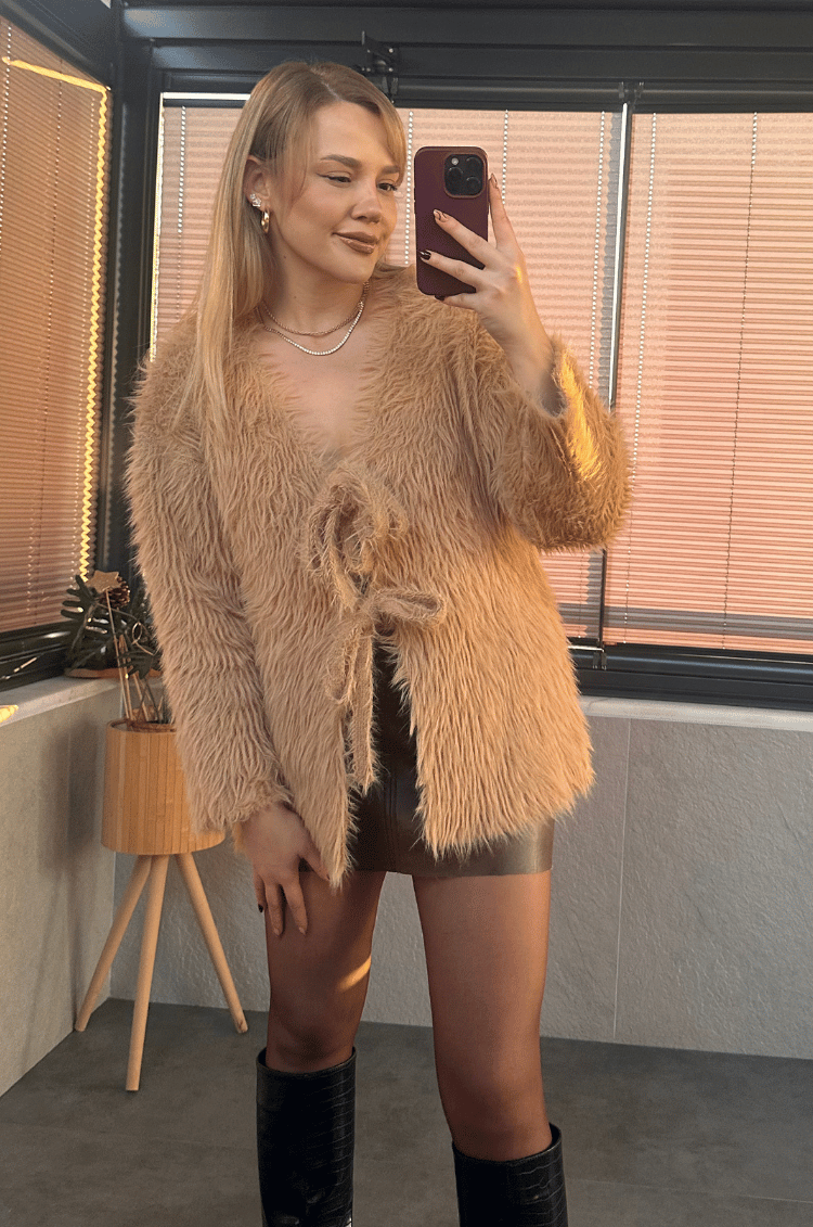 Camel Marka Model Oversize Sakallı Hırka