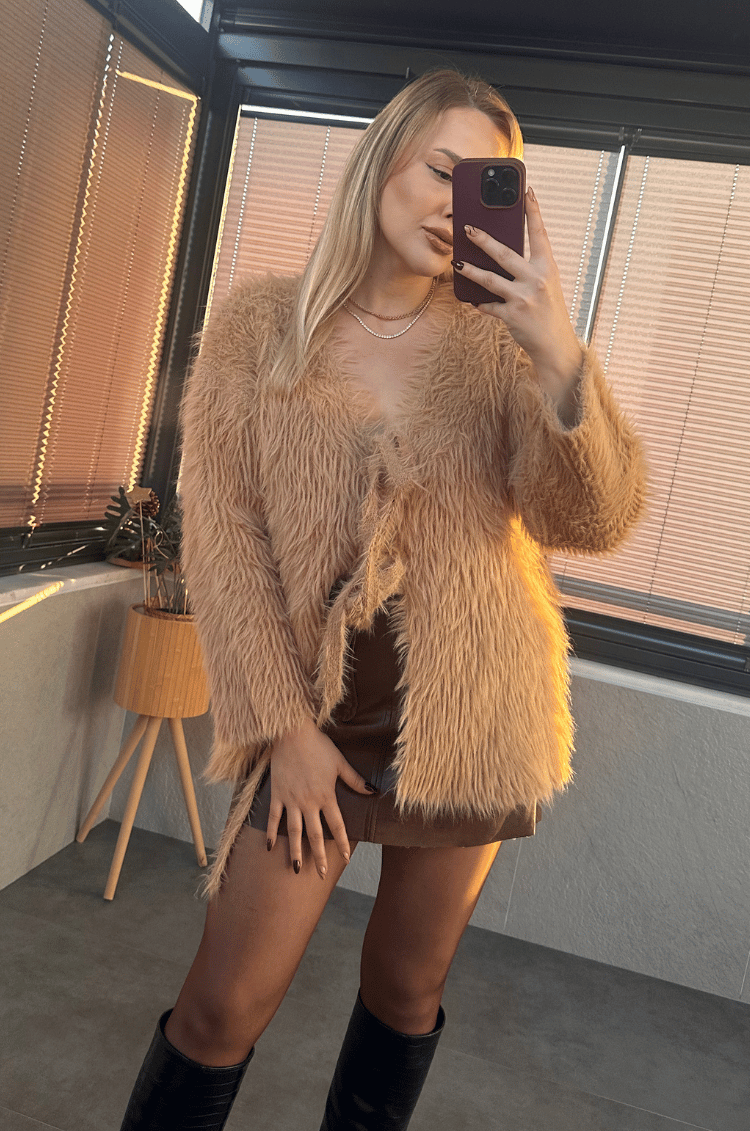 Camel Marka Model Oversize Sakallı Hırka
