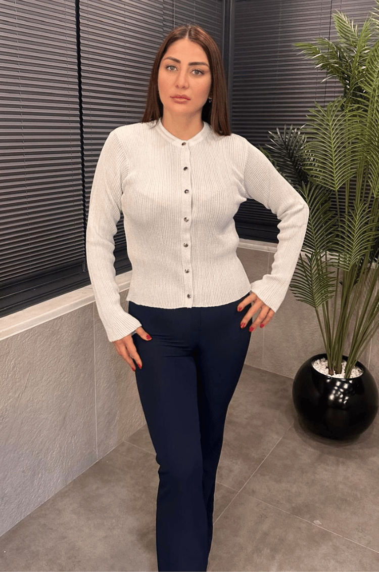 Gri Simli Merserize Hırka