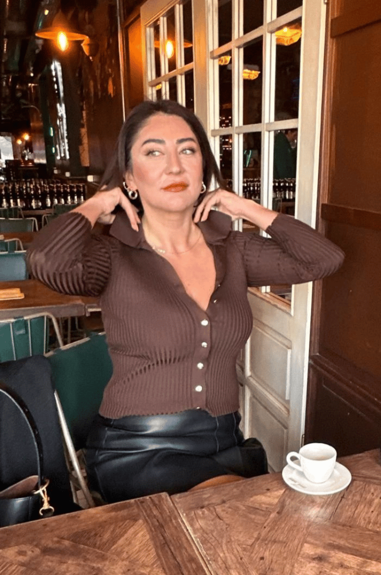 Kahverengi Fitilli Likralı İnce Triko