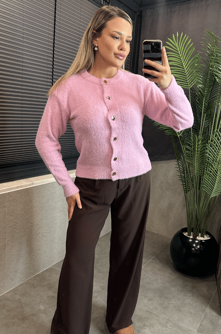 Pembe Premium Yumoş Hırka