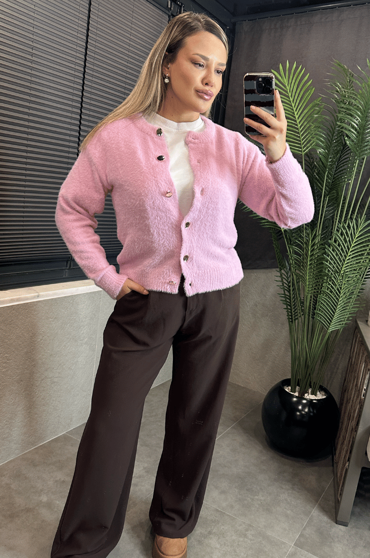 Pembe Premium Yumoş Hırka