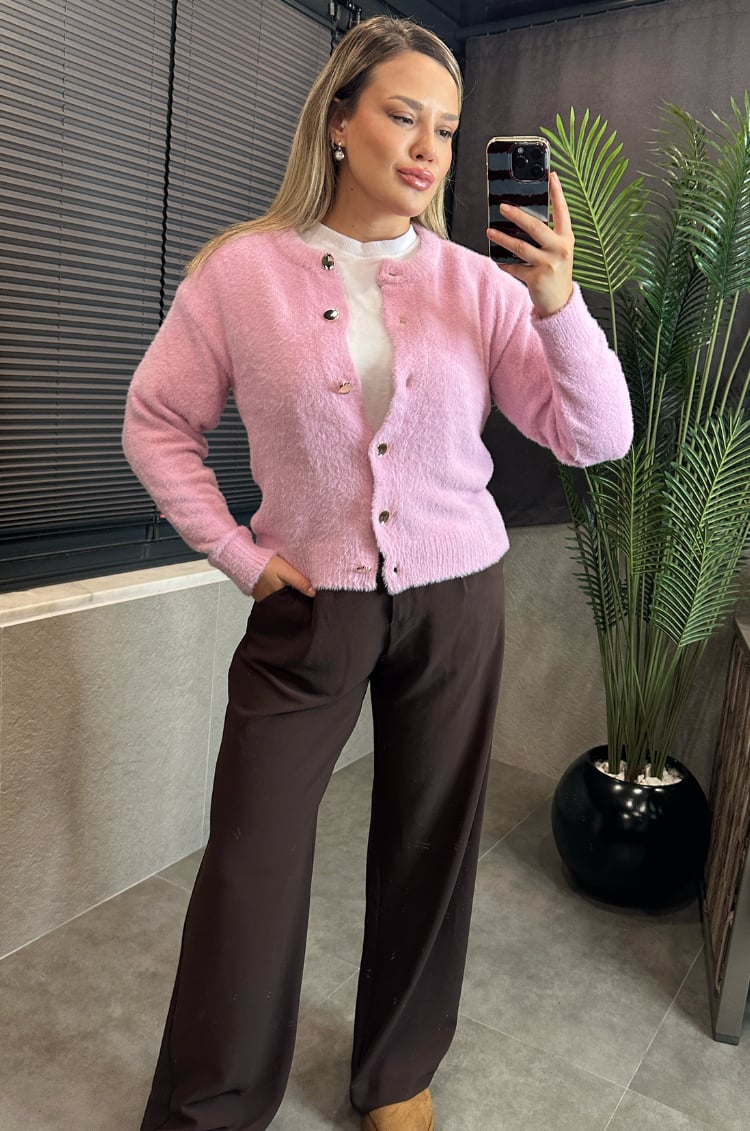 Pembe Premium Yumoş Hırka