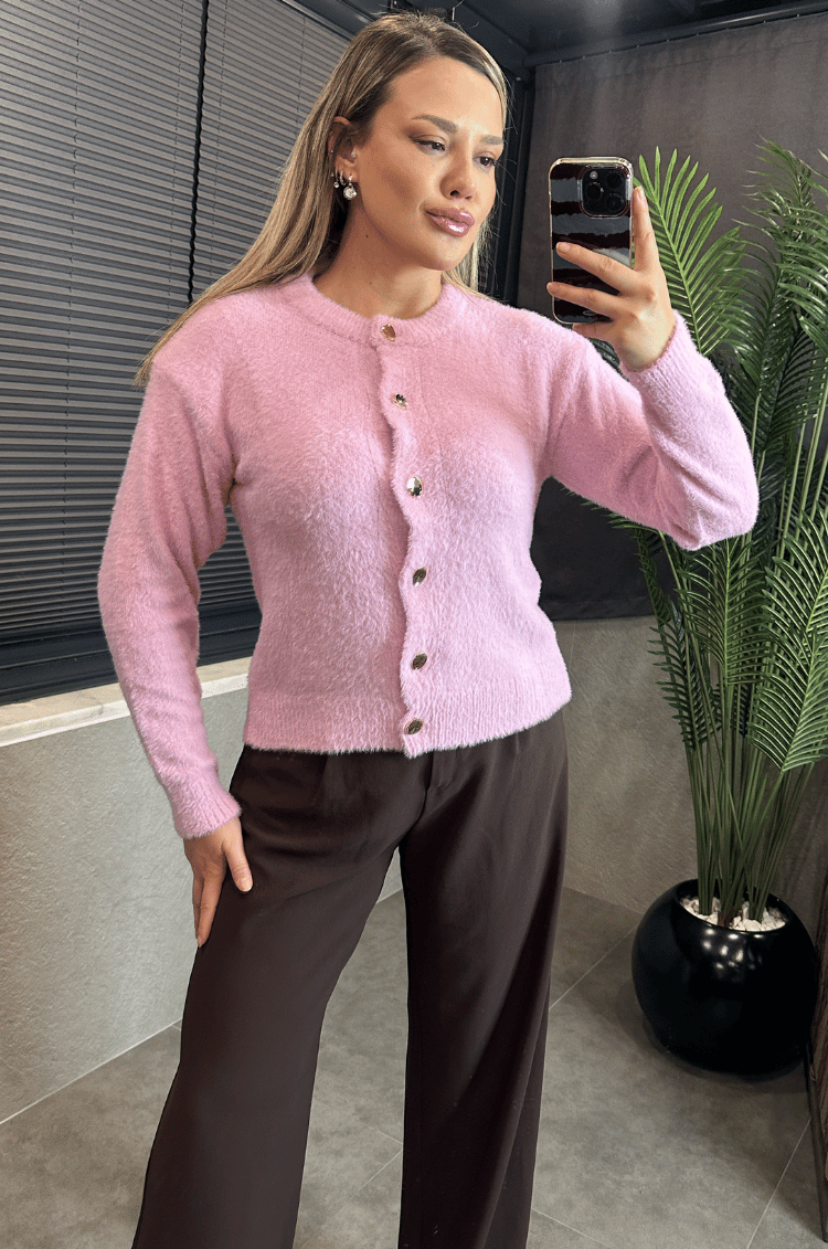 Pembe Premium Yumoş Hırka