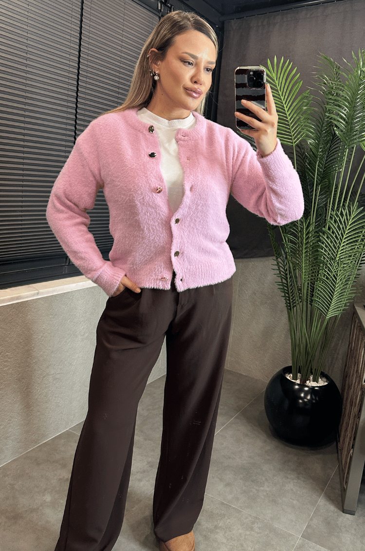 Pembe Premium Yumoş Hırka