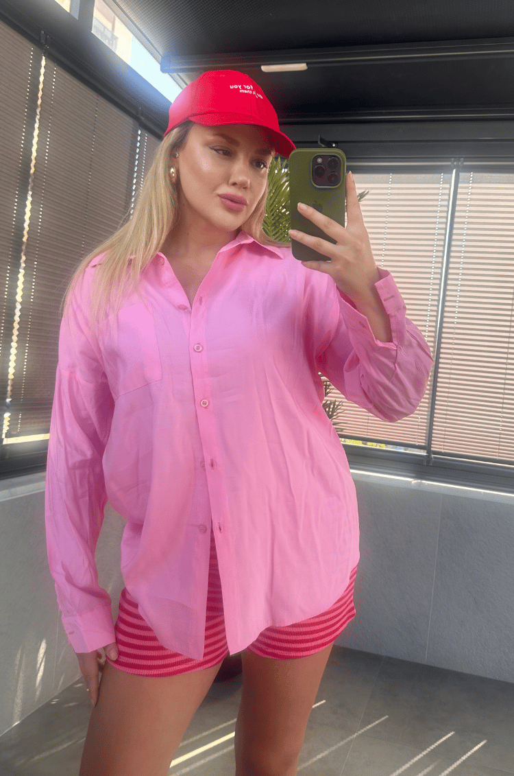 Pembe Tek Cepli Tensel Gömlek