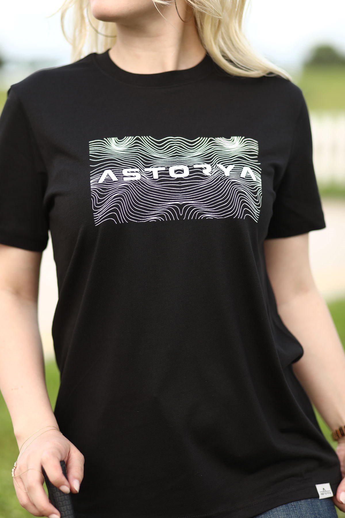 Dalga Baskılı Astorya Tişört Siyah