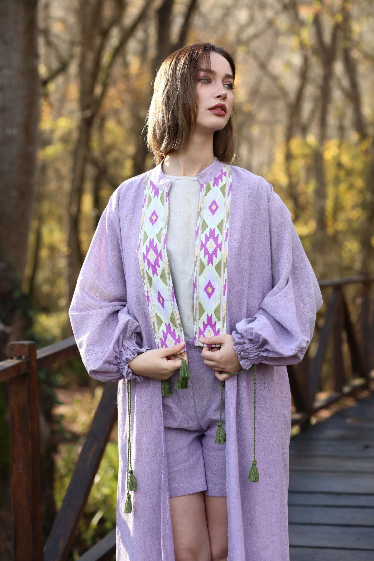 Evinra Şortlu Kaftan Takım Lila