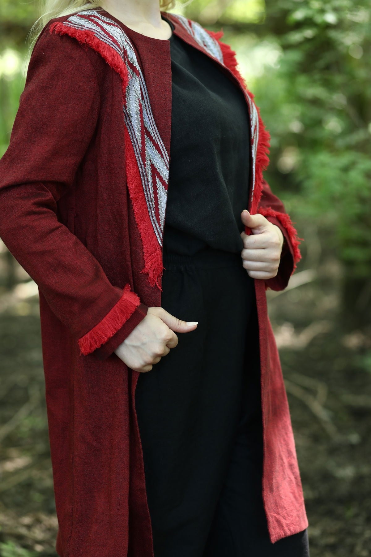 Patka Çavuş Desenli Kimono Bordo