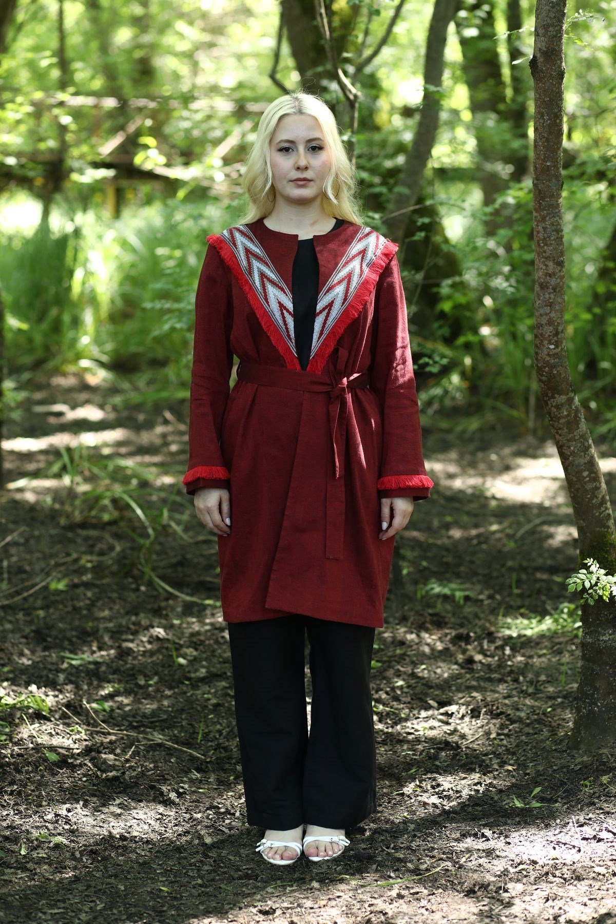 Patka Çavuş Desenli Kimono Bordo