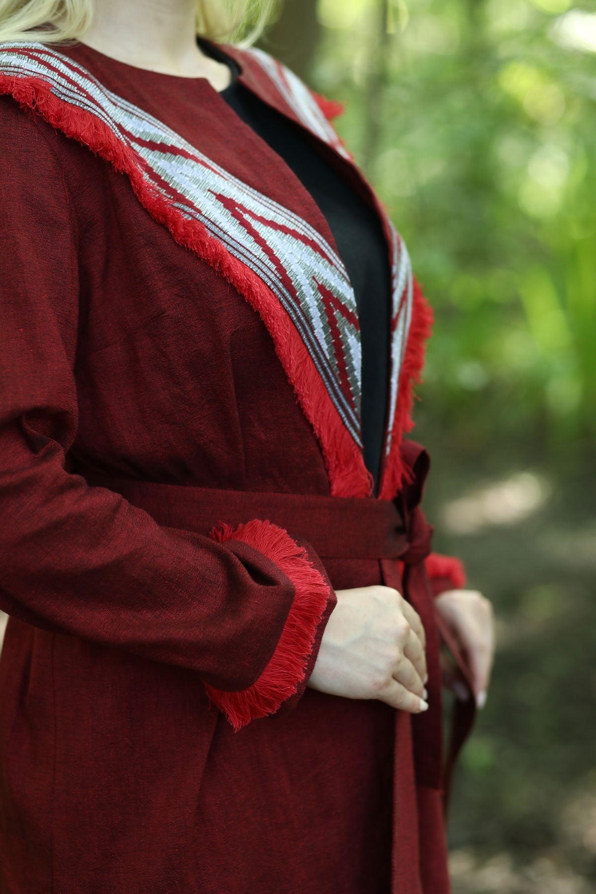 Patka Çavuş Desenli Kimono Bordo