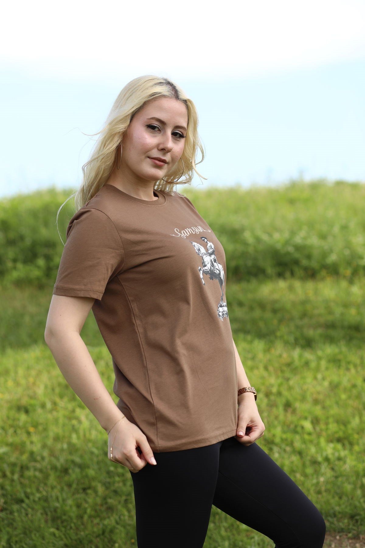 Samsun Onur Anıtı Baskılı Tişört koyu kahve