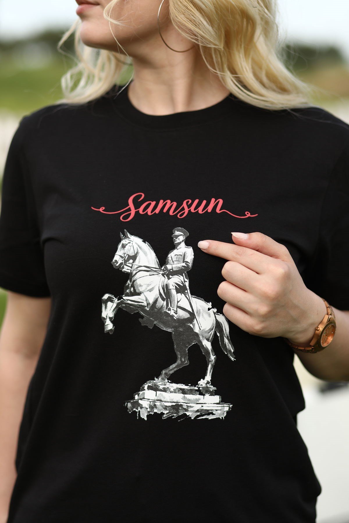 Samsun Onur Anıtı Baskılı Tişört Siyah