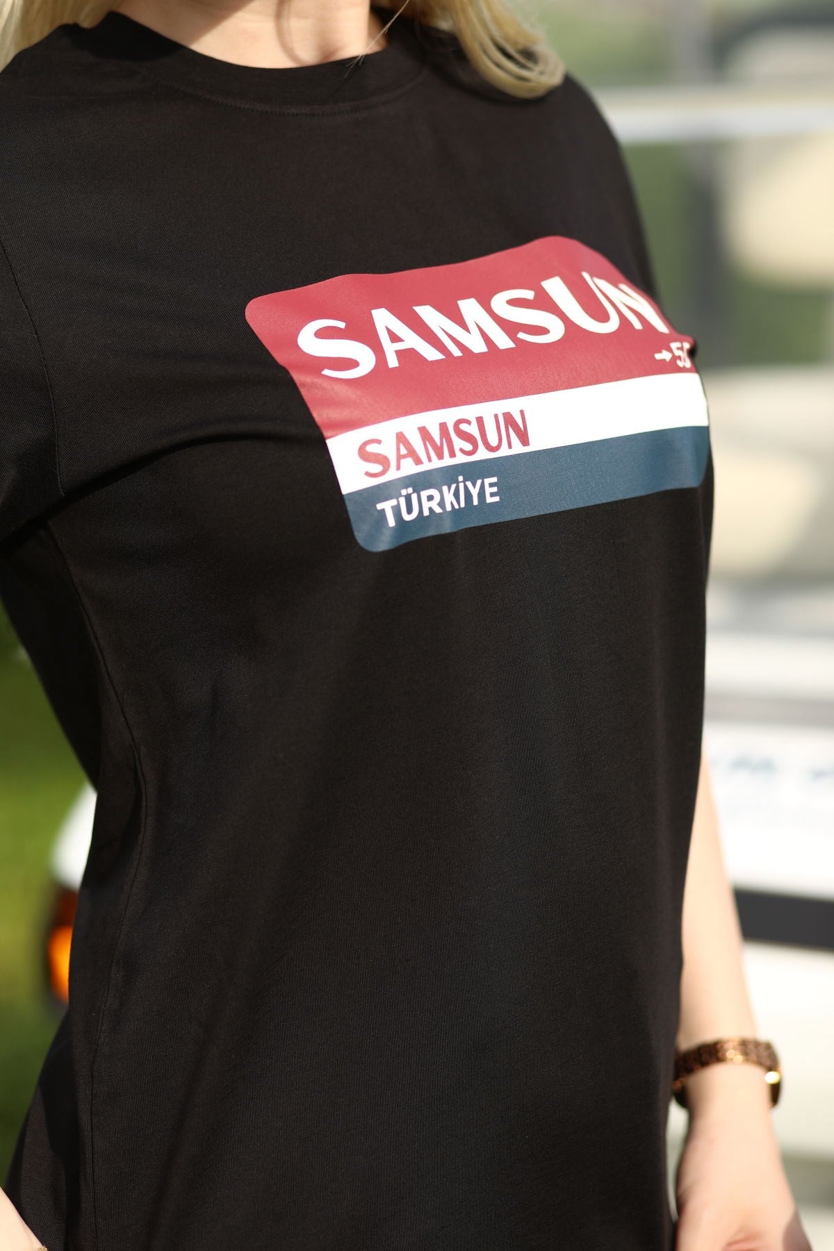 Samsun Panolu Tişört Siyah