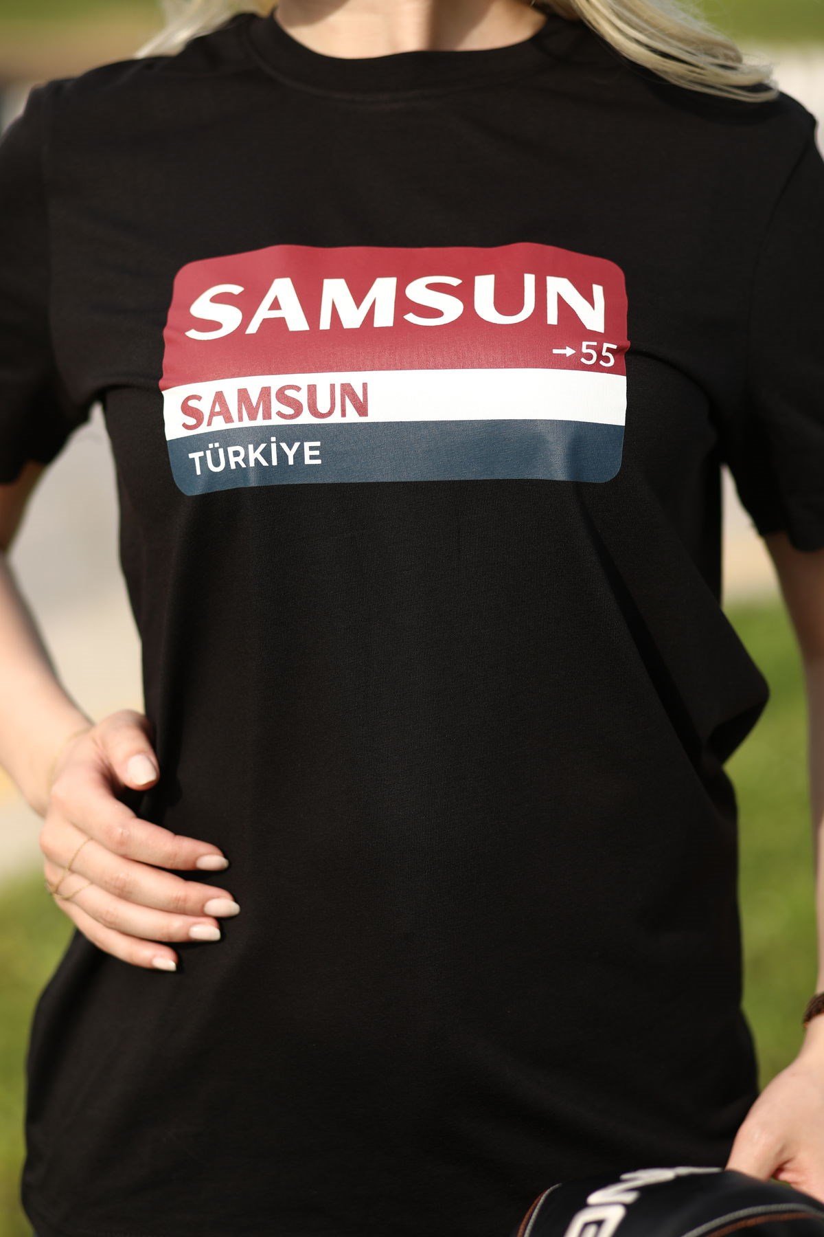 Samsun Panolu Tişört Siyah