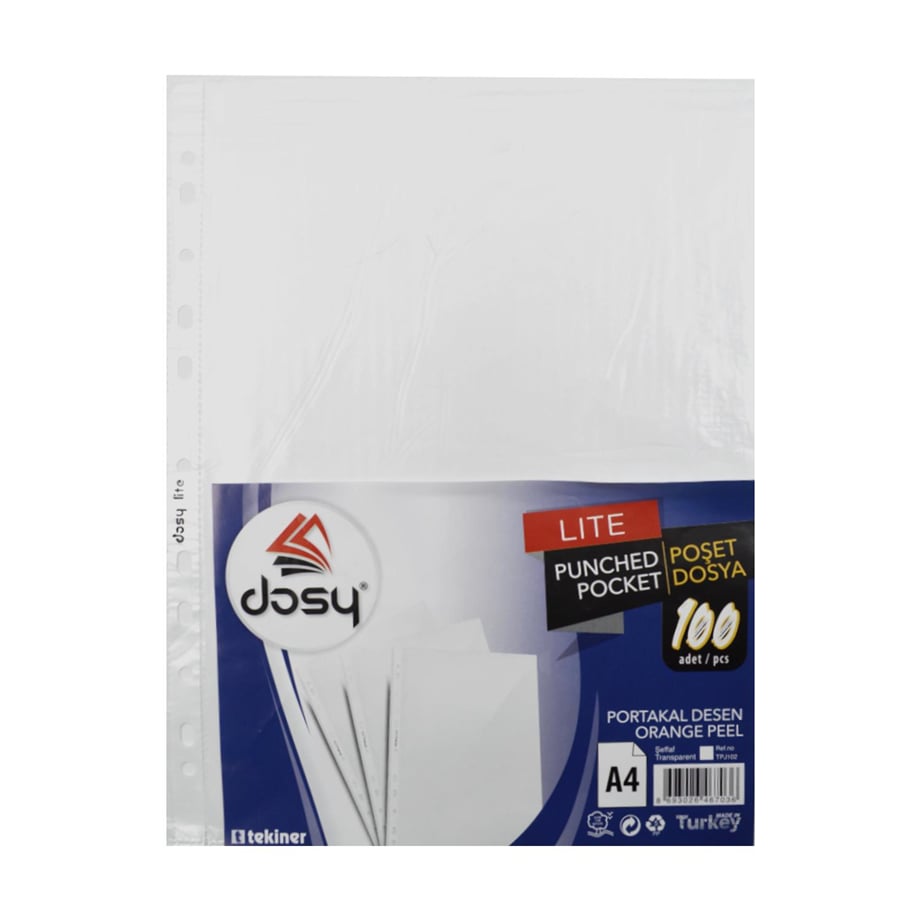 DOSY LITE A4 DELİKLİ POŞET DOSYA 100 LÜ