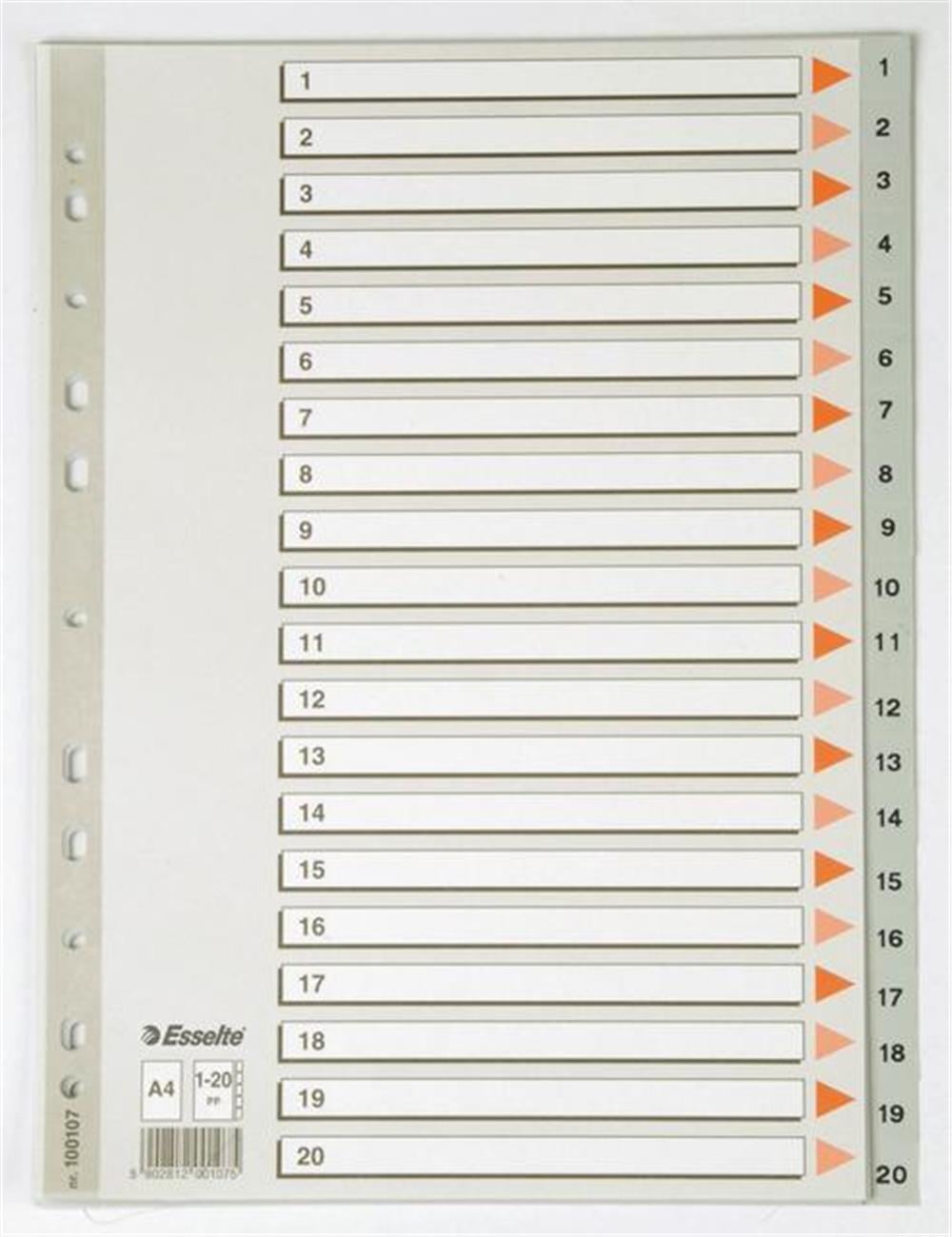 ESSELTE SEPERATÖR A4 1-20 RAKAM SLT-100107