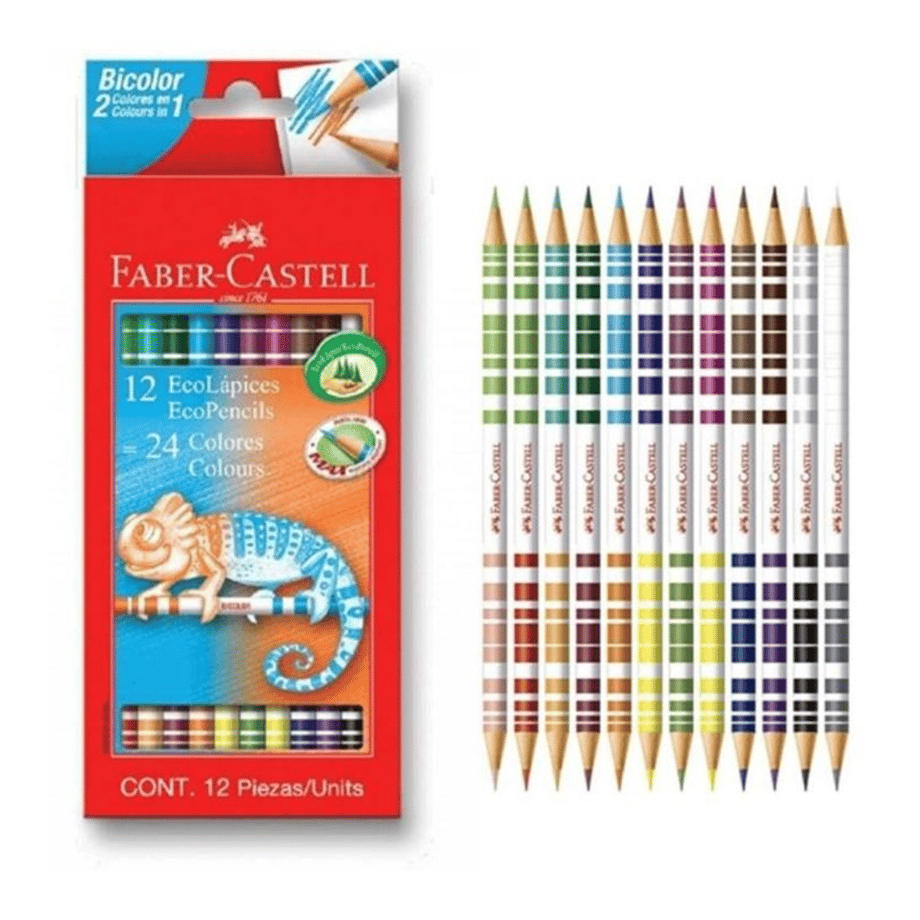 FABER CASTELL KURUBOYA ÇİFTUÇLU BICOLOR 12 KALEM 24 RENK 120612