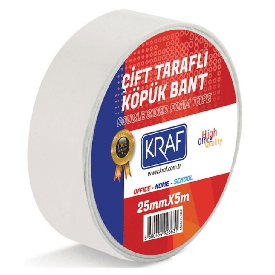 KRAF ÇİFT TARAFLI KÖPÜK BANT 25MMX5M 5025G