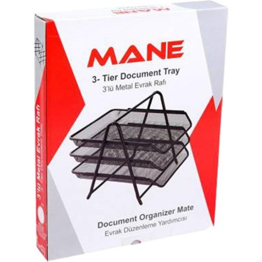 MANE 3LÜ PERFORE METAL EVRAK RAFI SİYAH