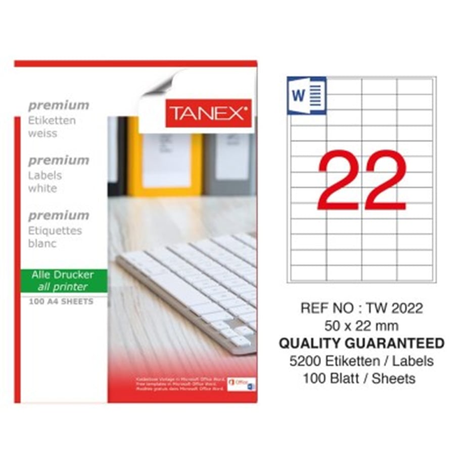 TANEX LASER ETİKET TW-2022 50 X 22 MM