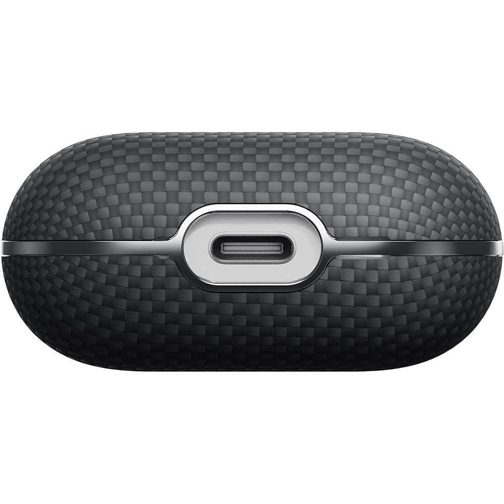Apple Airpods 4 Kılıf 1500D Aramid Fiber Pitaka Ultra-Slim Classic Serisi Black-Grey Twill Kapak