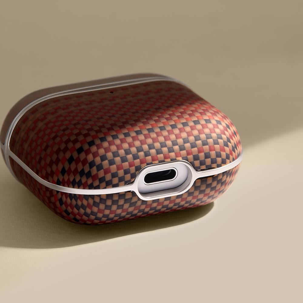 Apple Airpods 4 Kılıf Aramid Fiber Pitaka Tactile Woven Sunset-Moonrise Serisi Sunset Kapak