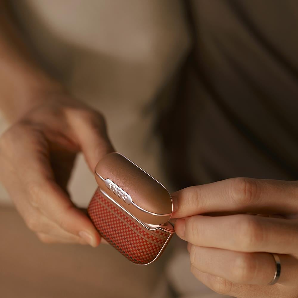 Apple Airpods 4 Kılıf Aramid Fiber Pitaka Tactile Woven Sunset-Moonrise Serisi Sunset Kapak