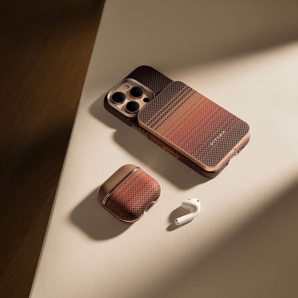 Apple Airpods 4 Kılıf Aramid Fiber Pitaka Tactile Woven Sunset-Moonrise Serisi Sunset Kapak