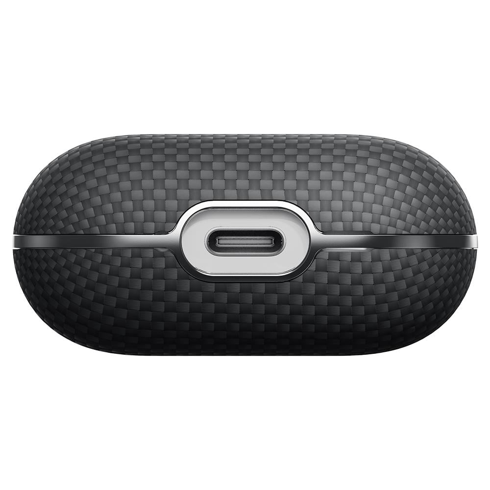 Apple Airpods Pro 2 Kılıf 1500D Aramid Fiber Pitaka Ultra-Slim Classic Serisi Black-Grey Twill Kapak