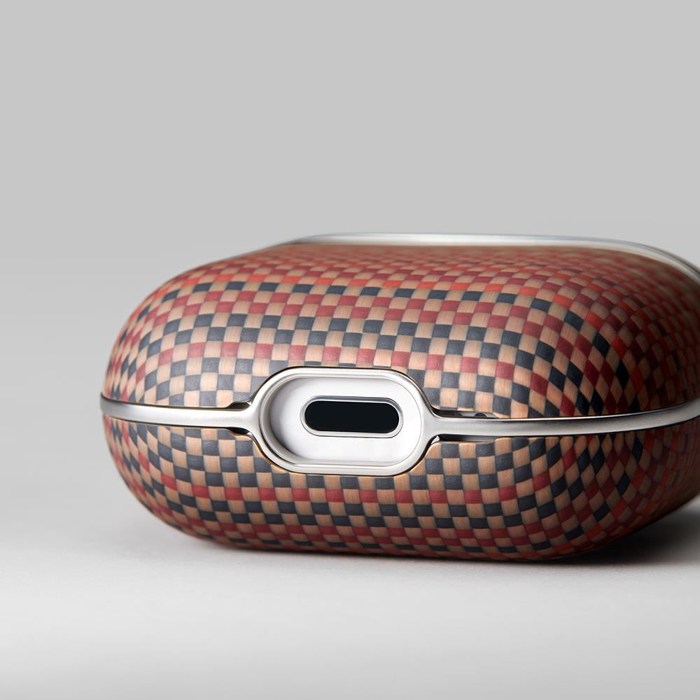 Apple Airpods Pro 2 Kılıf Aramid Fiber Pitaka Tactile Woven Sunset-Moonrise Serisi Sunset Kapak