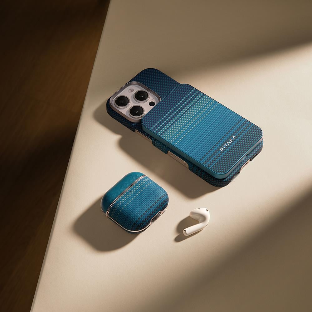 Apple Airpods Pro 2 Kılıf Aramid Fiber Pitaka Tactile Woven Sunset-Moonrise Serisi Sunset Kapak