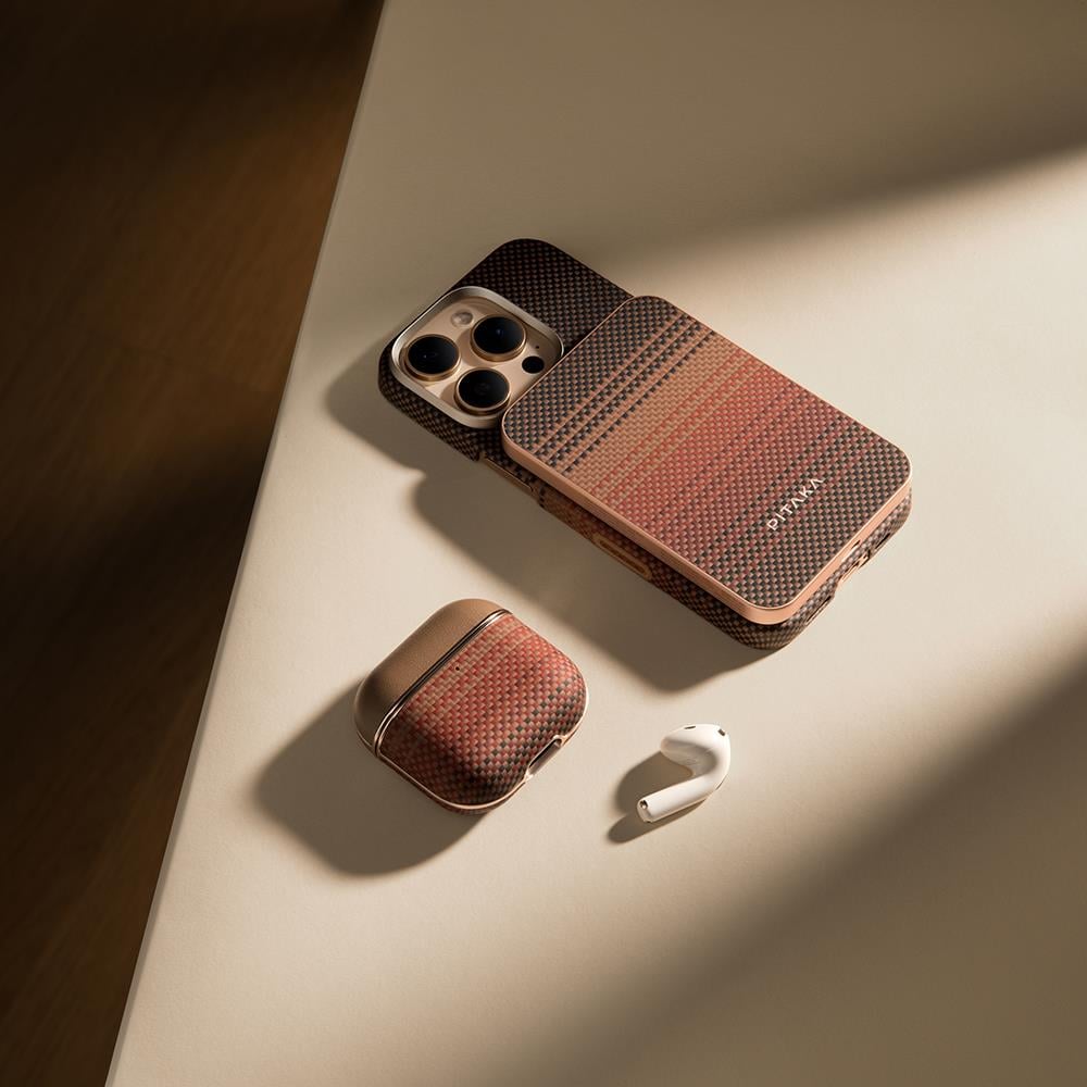 Apple Airpods Pro 2 Kılıf Aramid Fiber Pitaka Tactile Woven Sunset-Moonrise Serisi Sunset Kapak