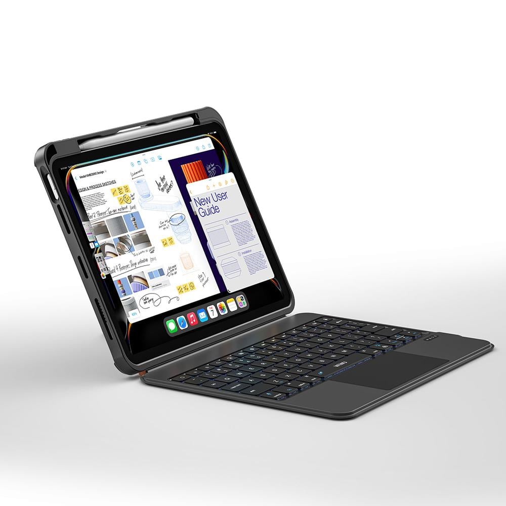 Apple iPad Air 11 2024 Wiwu MK-007 Combo Pro Kalem Bölmeli Klavyeli Standlı Kılıf