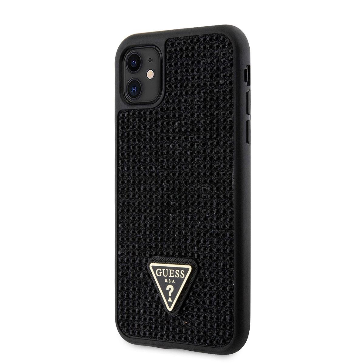 Apple iPhone 11 Kılıf Guess Orjinal Lisanslı Taşlı Arka Yüzey Üçgen Logolu Kapak