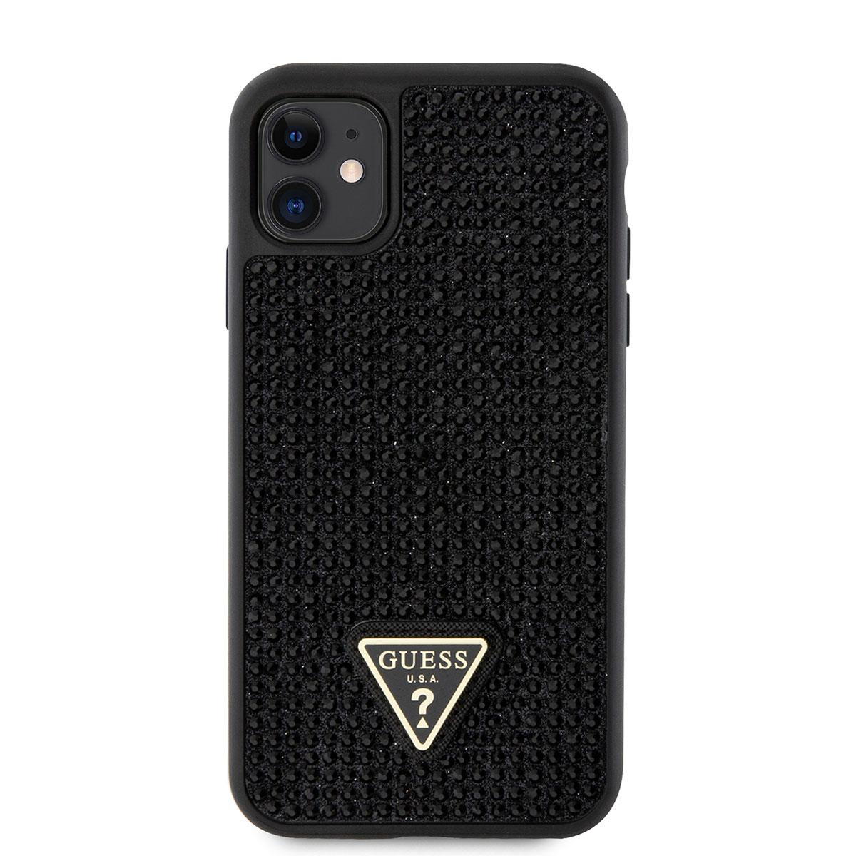 Apple iPhone 11 Kılıf Guess Orjinal Lisanslı Taşlı Arka Yüzey Üçgen Logolu Kapak