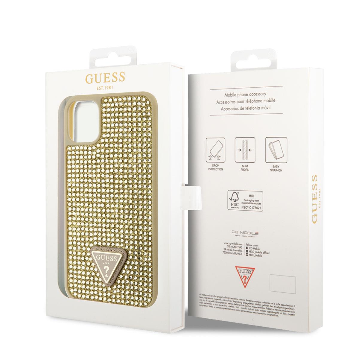 Apple iPhone 11 Kılıf Guess Orjinal Lisanslı Taşlı Arka Yüzey Üçgen Logolu Kapak