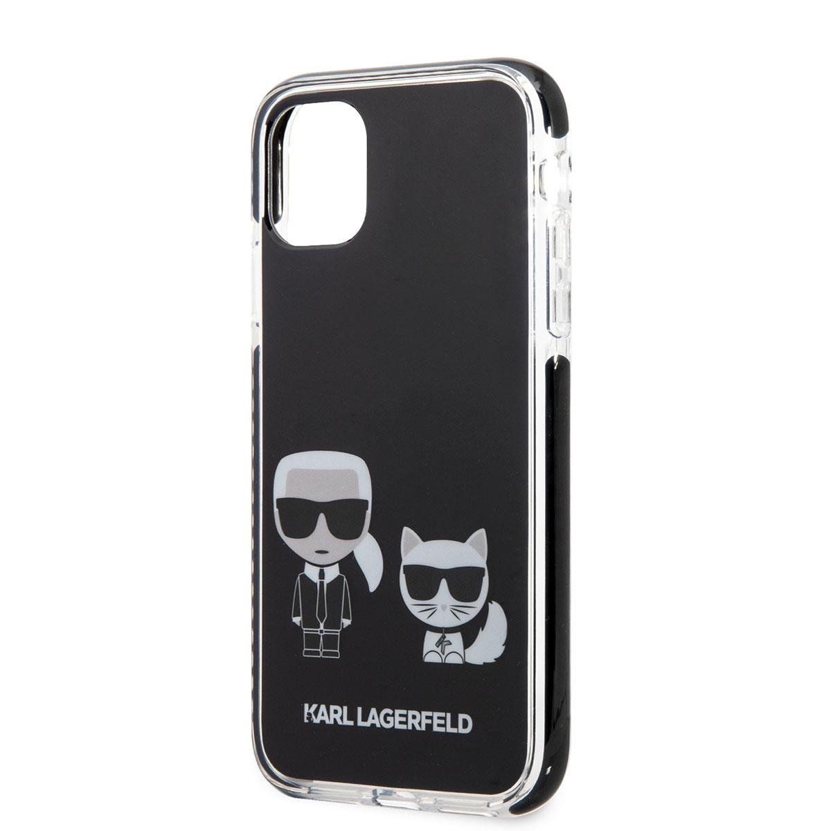 Apple iPhone 11 Kılıf Karl Lagerfeld Kenarları Siyah Silikon K&C Dizayn Kapak