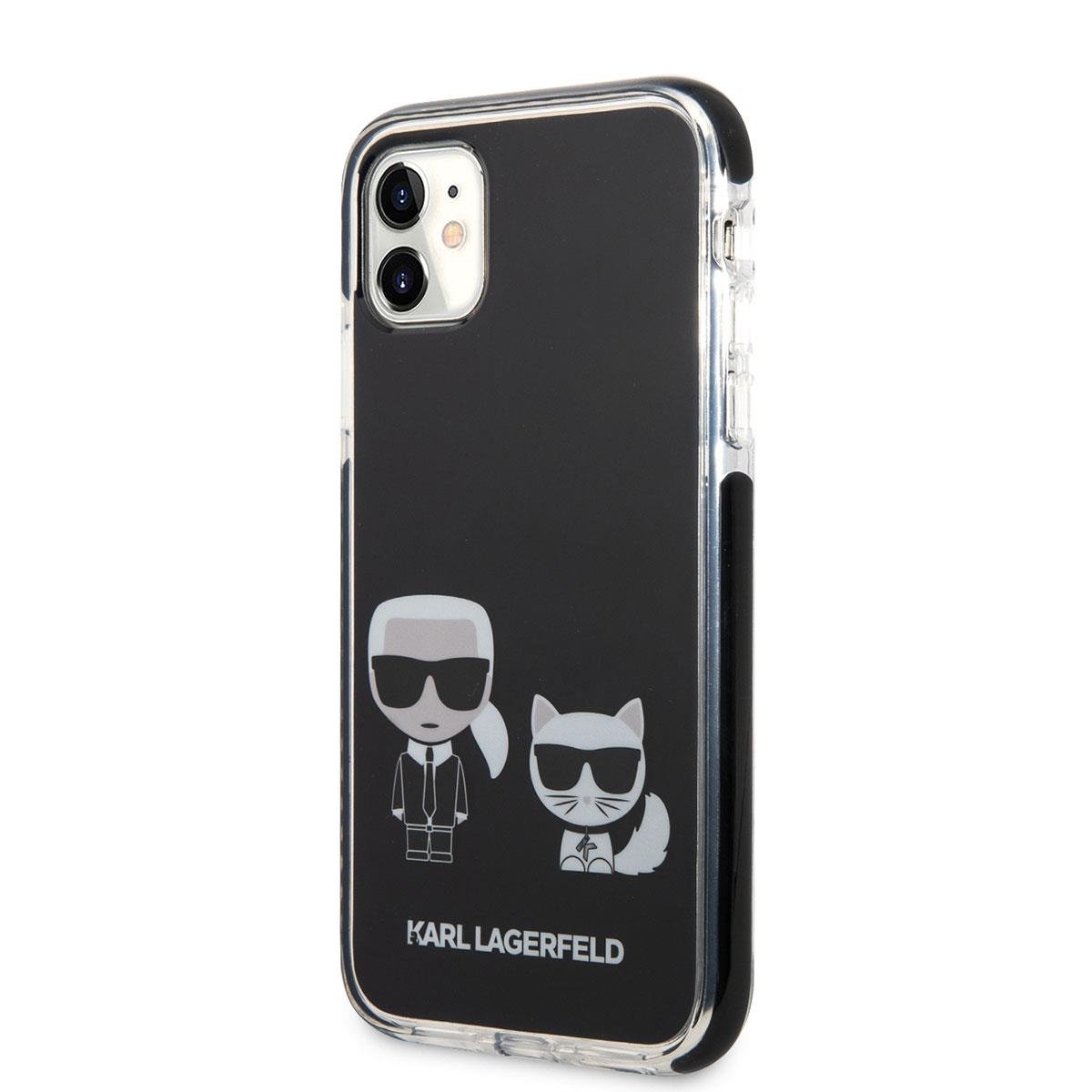 Apple iPhone 11 Kılıf Karl Lagerfeld Kenarları Siyah Silikon K&C Dizayn Kapak