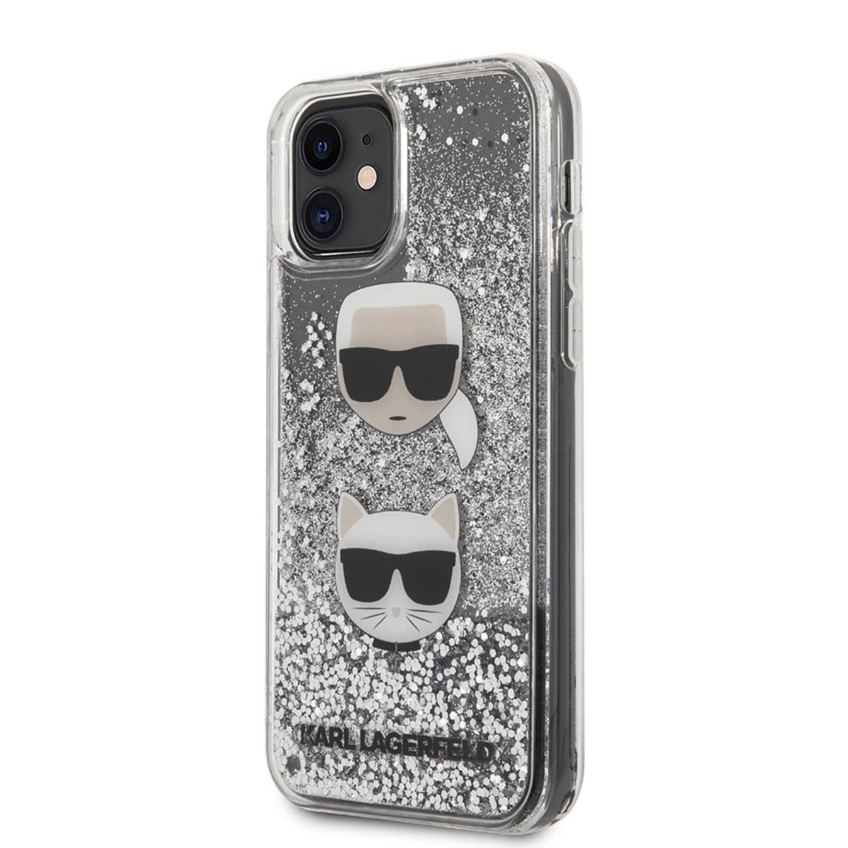 Apple iPhone 11 Kılıf Karl Lagerfeld Sıvılı Simli K&C Dizayn Kapak