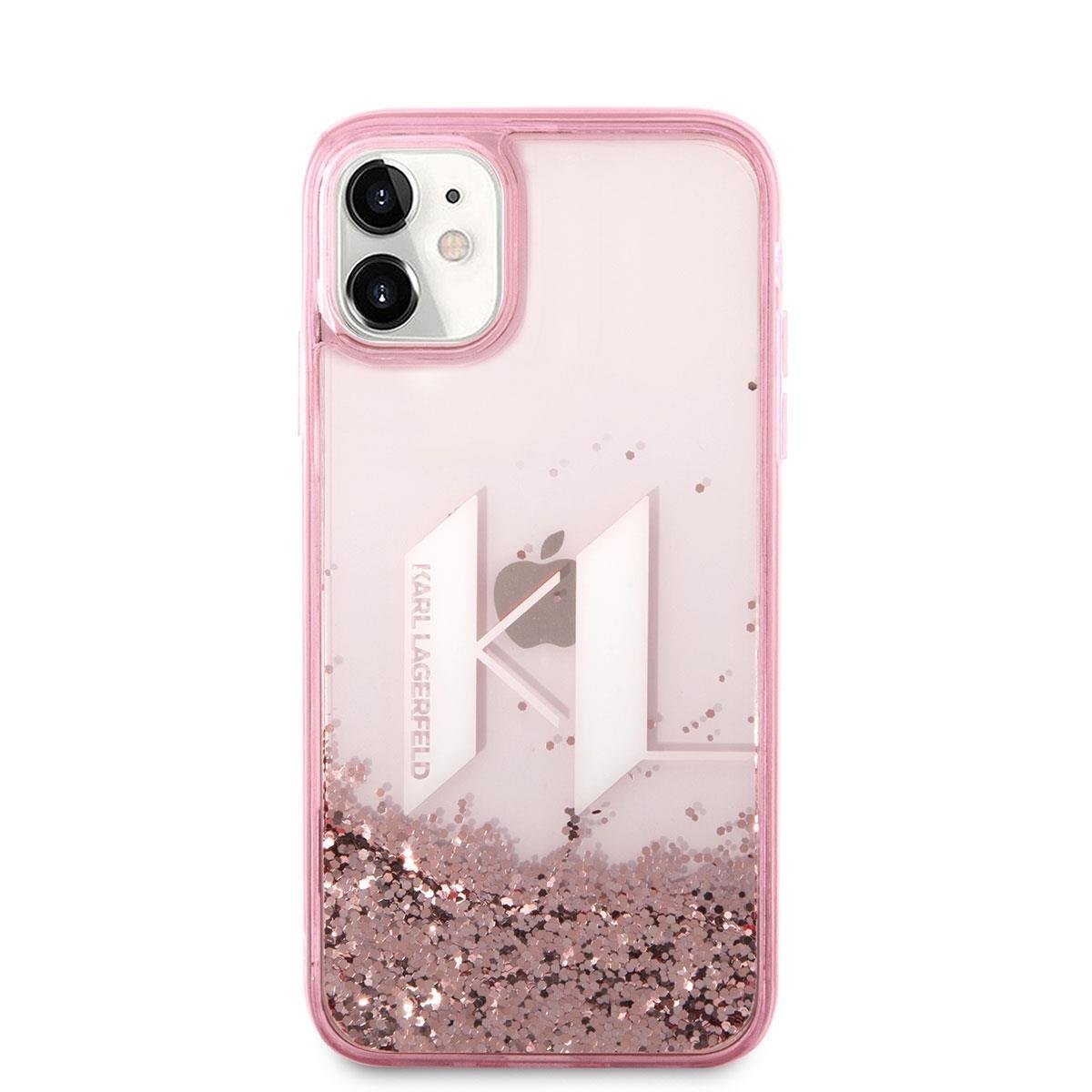 Apple iPhone 11 Kılıf Karl Lagerfeld Sıvılı Simli Dizayn Kapak