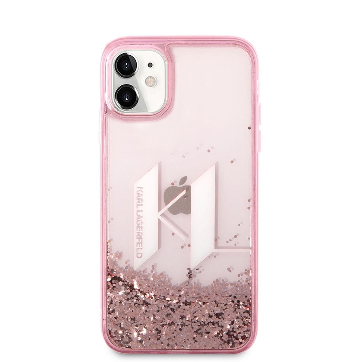 Apple iPhone 11 Kılıf Karl Lagerfeld Sıvılı Simli Dizayn Kapak