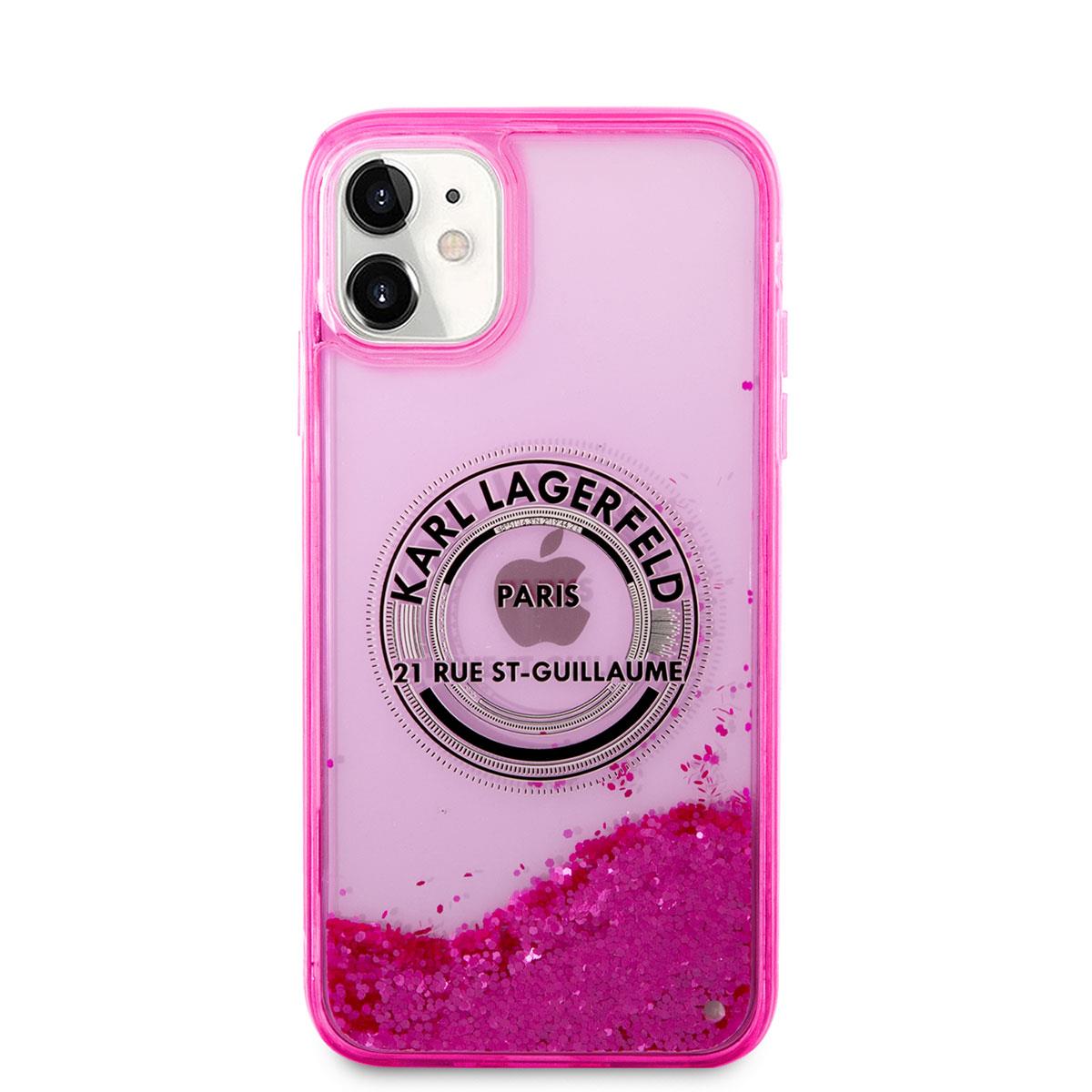 Apple iPhone 11 Kılıf Karl Lagerfeld Sıvılı Simli RSG Dizayn Kapak