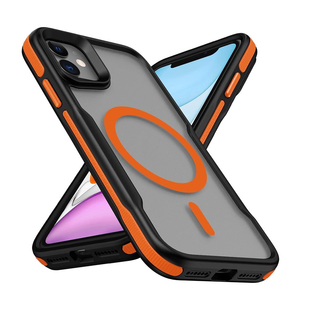Apple iPhone 11 Kılıf M-safe Şarj Özellikli Renkli Kenar Airbag Şeritli Zore Lamer Kapak