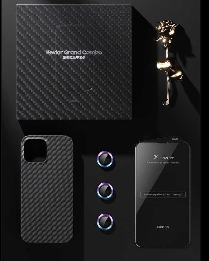 Apple iPhone 13 Kılıf Benks Aramid M-safe 3 in 1 Set