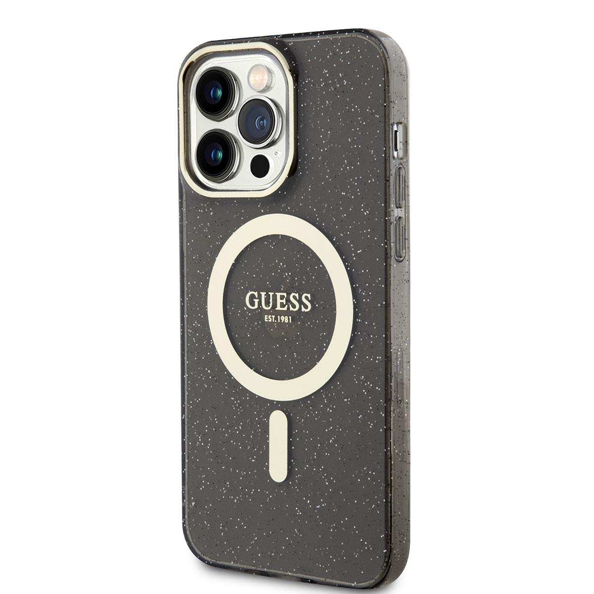 Apple iPhone 13 Pro Kılıf GUESS M-safe Şarj Özellikli Glitter Kapak