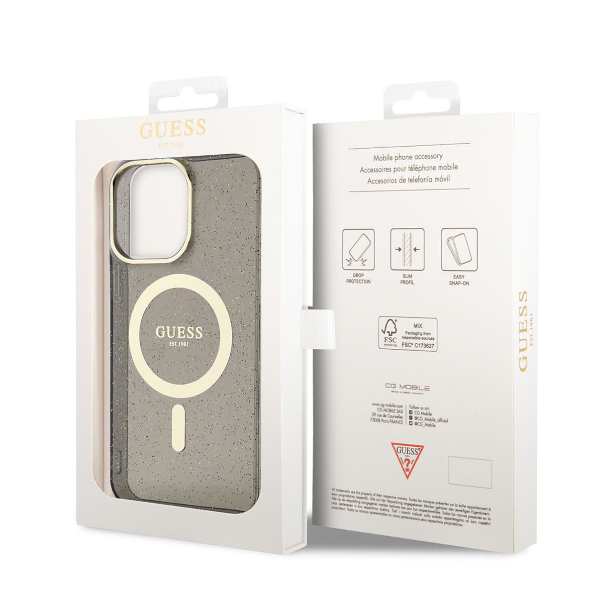 Apple iPhone 13 Pro Kılıf GUESS M-safe Şarj Özellikli Glitter Kapak
