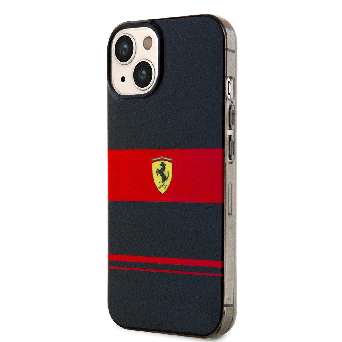 Apple iPhone 14 Kılıf Ferrari Orjinal Lisanslı M-safe Şarj Özellikli Yatay Çizgili Dizayn Kapak