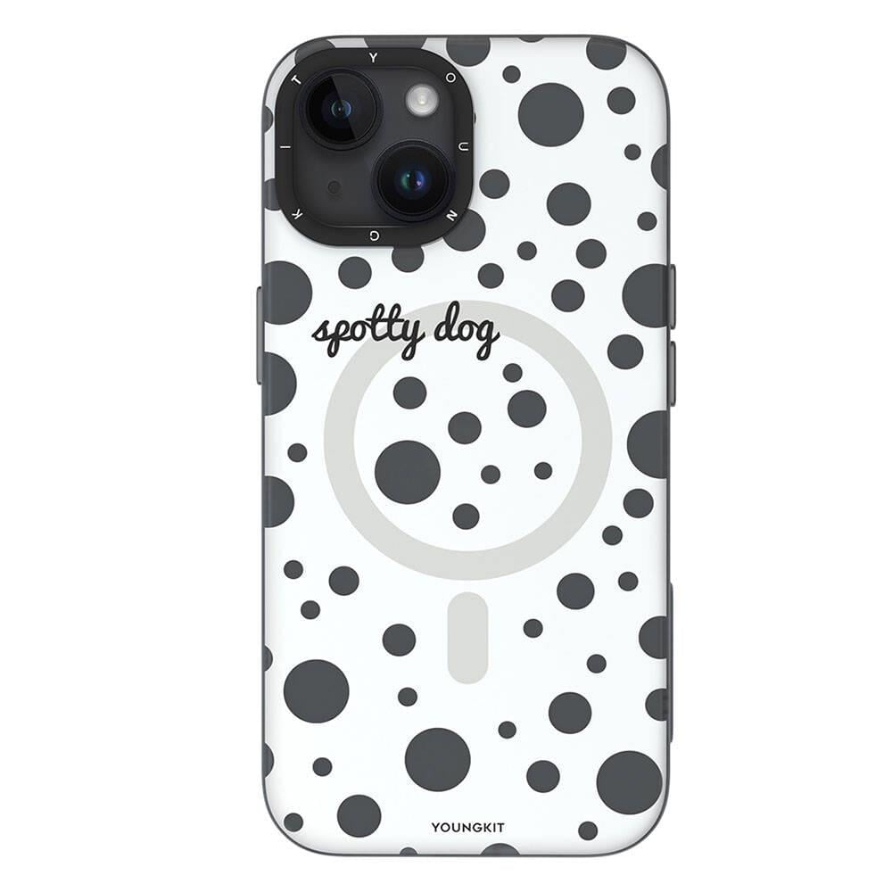 Apple iPhone 14 Kılıf M-safe Şarj Özellikli Polka Dot Desenli Youngkit Spots Serisi Kapak