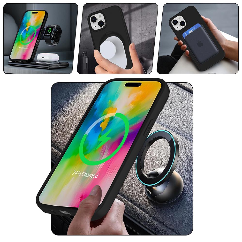 Apple iPhone 14 Kılıf M-safe Şarj Özellikli Standlı Zore Samara Kapak